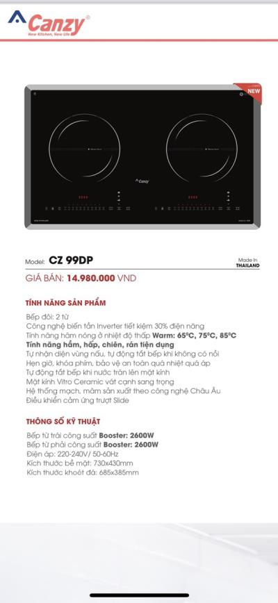 Bếp từ Canzy CZ 99DP